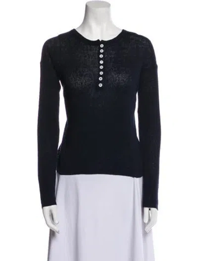 Pre-owned Zanini Linen V-neck Top W/ Tags In Blue