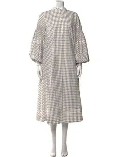 Pre-owned Zanini Plaid Print Long Dress In Neutral