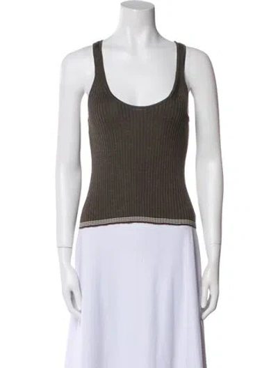 Pre-owned Zanini Silk Scoop Neck Top In Neutral