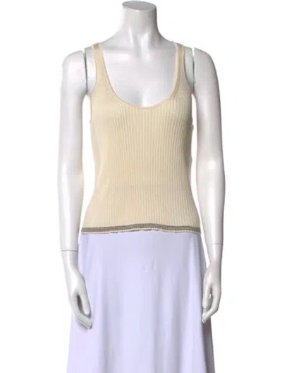 Pre-owned Zanini Silk Scoop Neck Top W/ Tags In Neutral