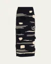 Zankov Afra Pencil Maxi Wool Skirt In Black/ecru