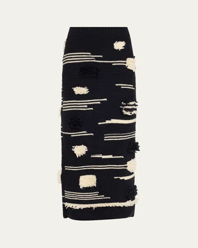Zankov Afra Pencil Maxi Wool Skirt In Black/ecru