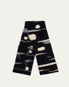 Zankov Alicja Tow-tone Wool Scarf In Black/ecru