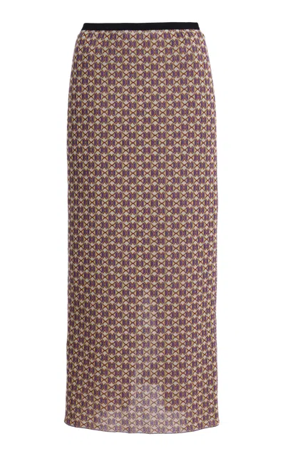 Zankov Alina Cotton-blend Jacquard Midi Skirt In Gray