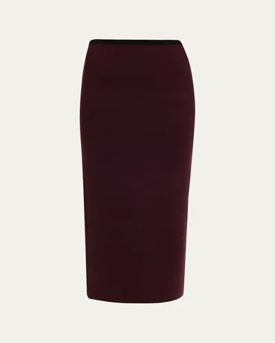 Zankov Alina Merino Wool Midi Pencil Skirt In Red