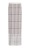 Zankov Alina Sequined Windowpane Jacquard Skirt In White