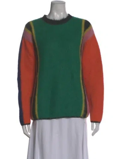 Pre-owned Zankov Alpaca Colorblock Pattern Sweater In Green