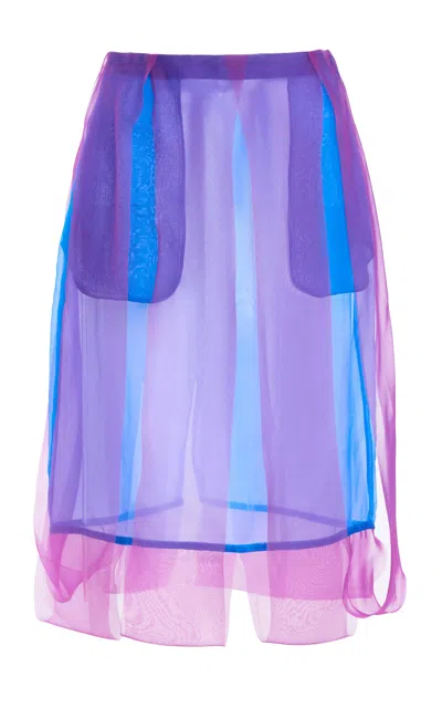 Zankov Amelie Silk Organza Midi Skirt In Multi