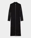 Zankov Anatolia Open-knit Zip Maxi Cardigan In Black