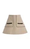 Zankov Angelica Embroidered Linen Mini Skirt In Brown