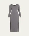 Zankov Angie Colorblock Long-sleeve Ankle Dress In Gray