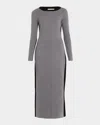 Zankov Angie Colorblock Long-sleeve Ankle Dress In Gray