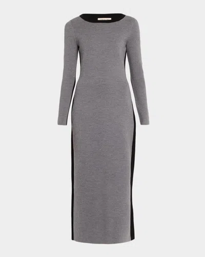 Zankov Angie Colorblock Long-sleeve Ankle Dress In Gray