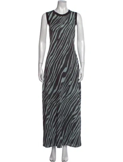 Pre-owned Zankov Animal Print Long Dress In Green