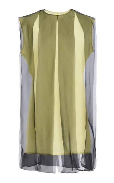 Zankov Ash Silk Organza Top In Green
