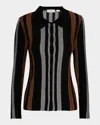 ZANKOV BASEL METALLIC PLEATED KNIT COLLARED CARDIGAN