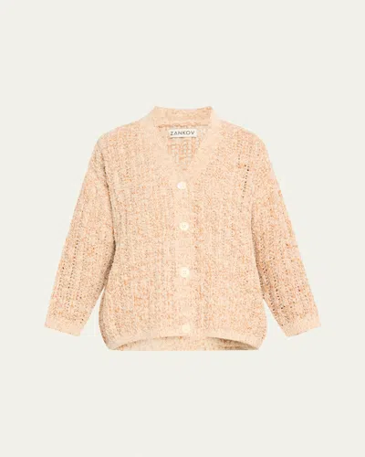Zankov Beau Oversized Mohair Wool Cardigan In Pebble Multi