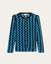 Zankov Bowery Metallic Open-knit Crewneck Cardigan In Blue