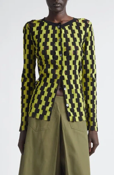 Zankov Bowery Open Stitch Cardigan In Green