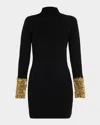 Zankov Boy Turtleneck Metallic-cuffs Mini Dress In Black