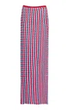 Zankov Capucine Textured-stripe Maxi Skirt In Blue