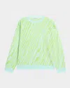 Zankov Caro Abstract Stripe Sweater In Lime Multi