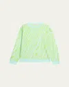 Zankov Caro Abstract Stripe Sweater In Lime Multi