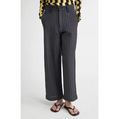 Zankov Charlie Geo Jacquard Straight Leg Pants In Gray