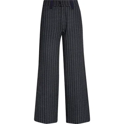 Zankov Charlie Geo Jacquard Straight Leg Pants In Black/cobalt Multi