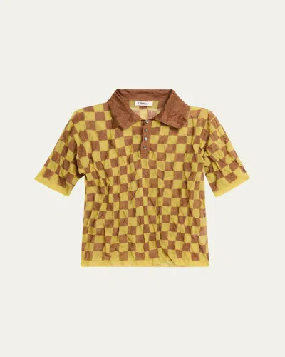 Zankov Check Print Polo Shirt In Brown