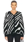 Zankov Christian Merino Wool Cardigan In Black & Ivory Multi