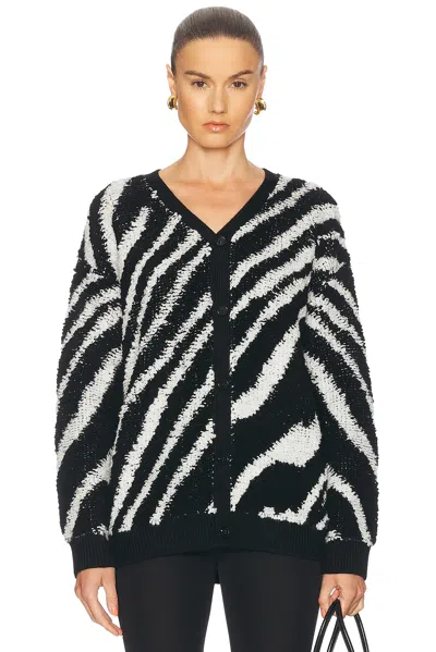 Zankov Christian Merino Wool Cardigan In Black/ivory Multi