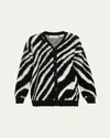 Zankov Christian Stripe Mohair Wool Cardigan In Black/ivory Multi