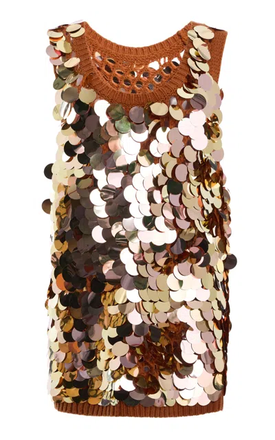 Zankov Claudio Macrame Cotton Tank Top In Gold