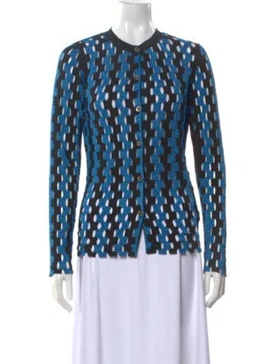 Pre-owned Zankov Colorblock Pattern Crew Neck Top W/ Tags In Blue