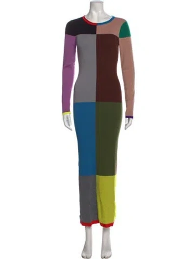 Pre-owned Zankov Colorblock Pattern Long Dress In Multicolor