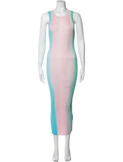 Pre-owned Zankov Colorblock Pattern Long Dress In Pink