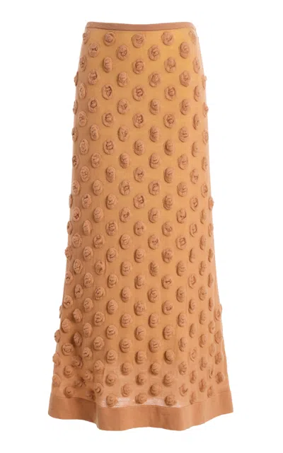 Zankov Crawford Wool-blend Midi Skirt In Brown