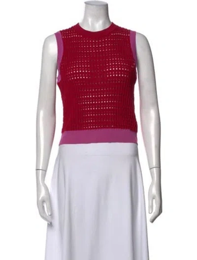 Pre-owned Zankov Crew Neck Sleeveless Crop Top In Red