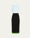 Zankov Daniella Colorblock Midi Dress In Pool Blue Multi