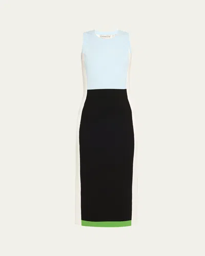 Zankov Daniella Colorblock Midi Dress In Pool Blue Multi