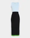 Zankov Daniella Colorblock Midi Dress In Pool Blue Multi