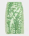 Zankov Delphine Paillettes Mohair-wool Pencil Skirt In Green