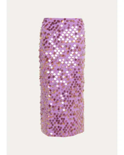 Zankov Delphine Sequined Mohair-blend Knit Midi Skirt In Purple