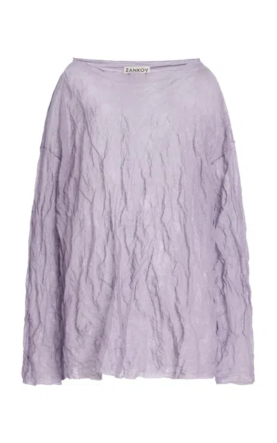 Zankov Derek Metallic Cotton-modal Top In Purple