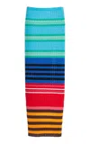 Zankov Edith Striped Pointelle Knit Maxi Pencil Skirt In Multi