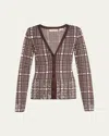 Zankov Elise Sequined Check V-neck Cardigan