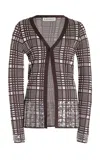 Zankov Elise Sequined Windowpane Jacquard Cardigan In Black,white