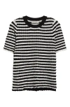 Zankov Elodie Stripe Crewneck Sweater In Black/ivory Multi