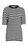 Zankov Elodie Stripped Knit Top In Black,white